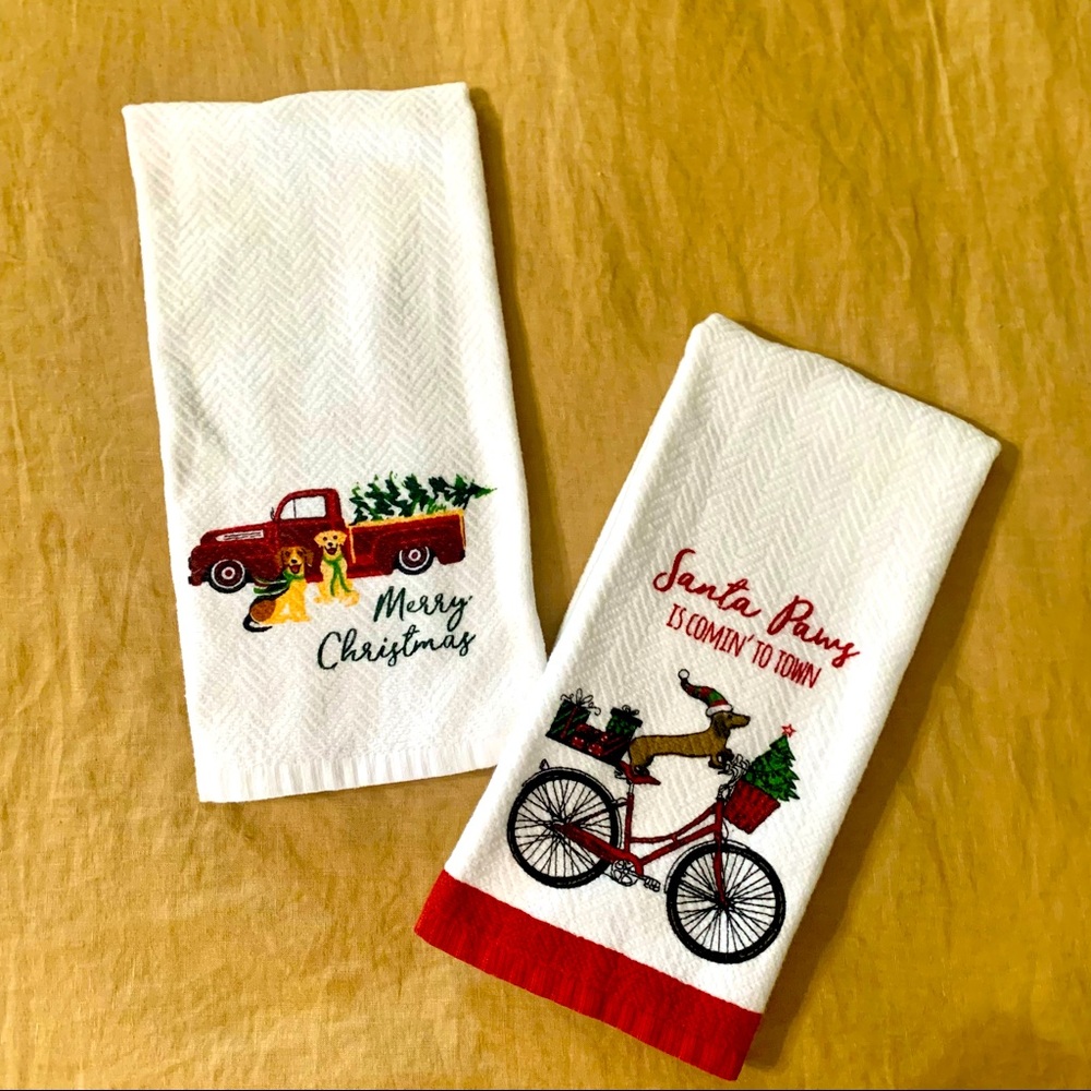 Set of Christmas hand towels. Washed after purchase but never used.